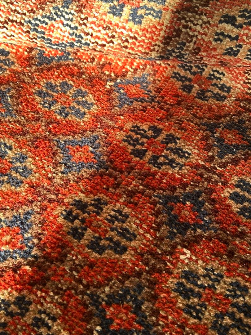 110×74 レア柄　お花のstamp トルコ　ヴィンテージラグ　トルコラグ