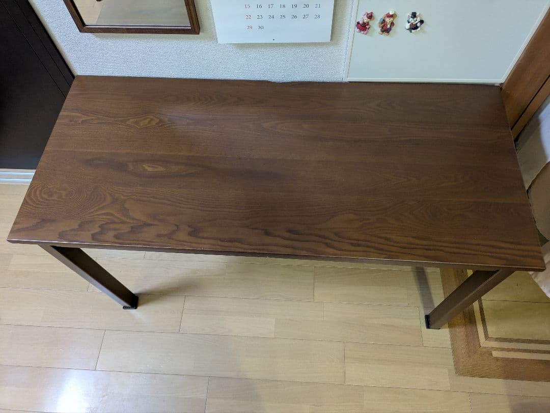 お急ぎください【歳末値下げ】❤美品❤タモ天然木デスク（ブラウン）