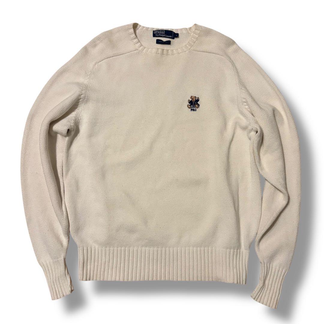 Polo by Ralph Lauren ポロベア 刺繍 コットンニット L