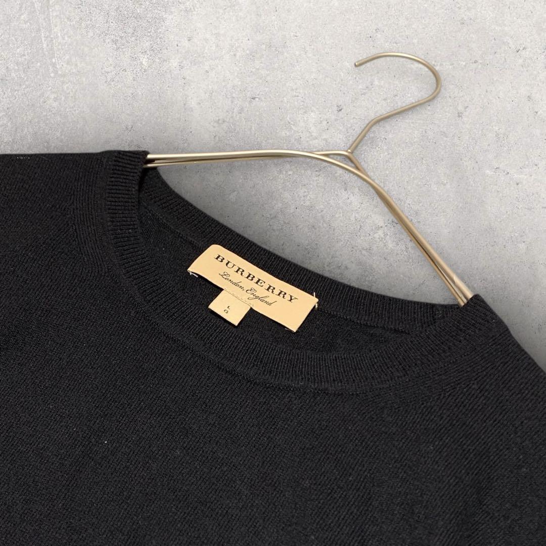 Burberry バーバリー カシミヤ混ニット 長袖 ノバチェック ブラック