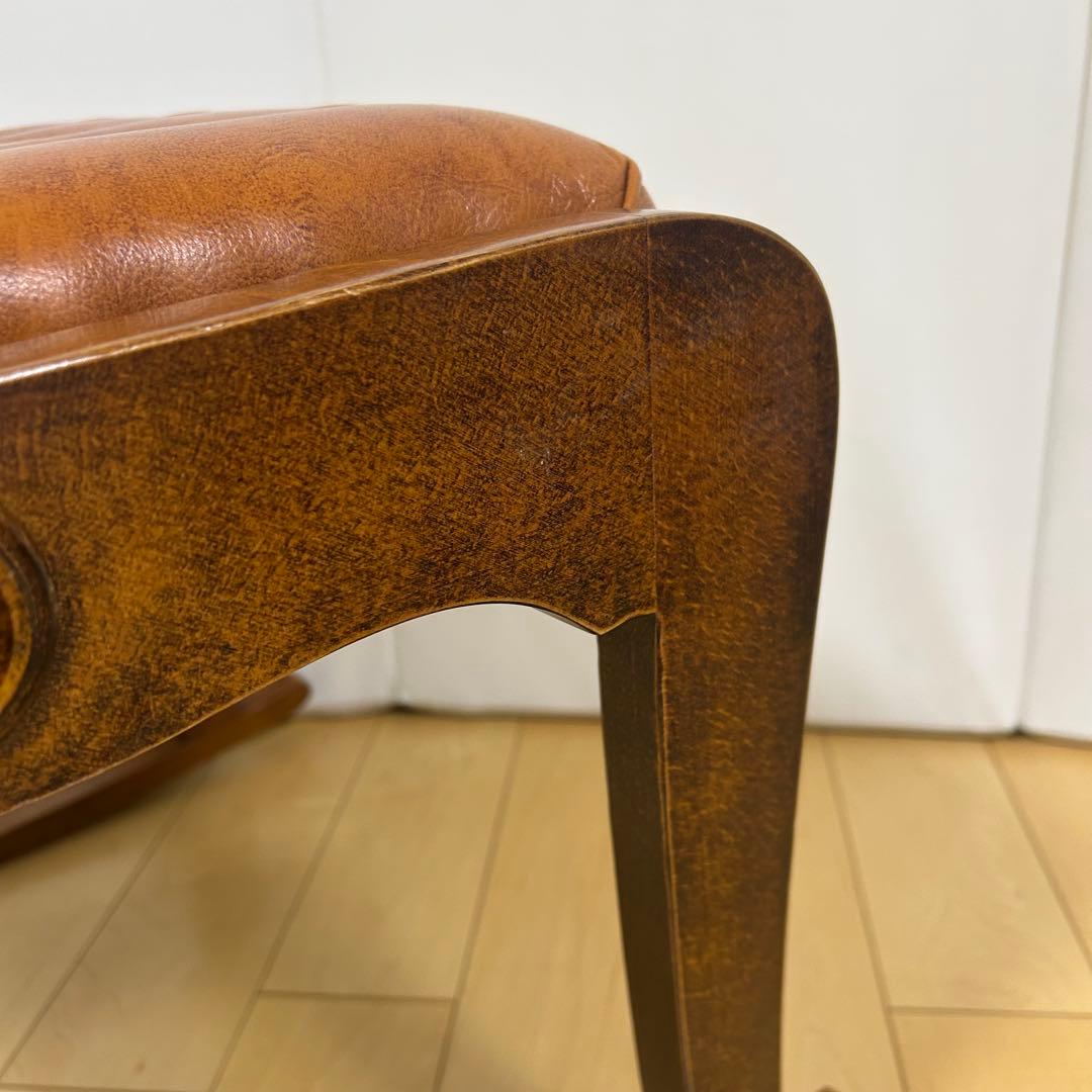 イタリア製　ロッキングチェア　希少オットマン　アンティーク　ブラウンレザー