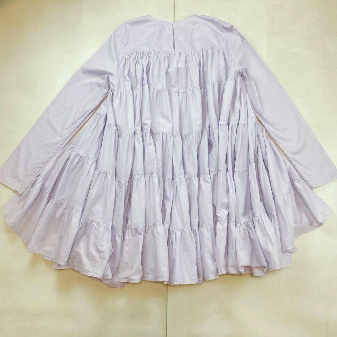 美品 マーレット ソリマン ラベンダー ティアードフリル ワンピース