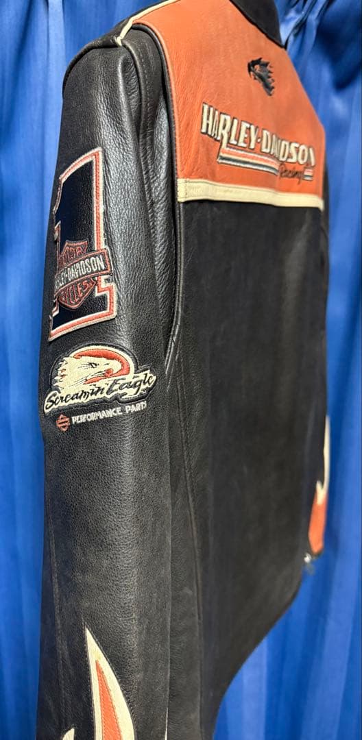 レア 廃盤 ハーレーダビッドソン レーシング 本革 レザージャケット Mサイズ