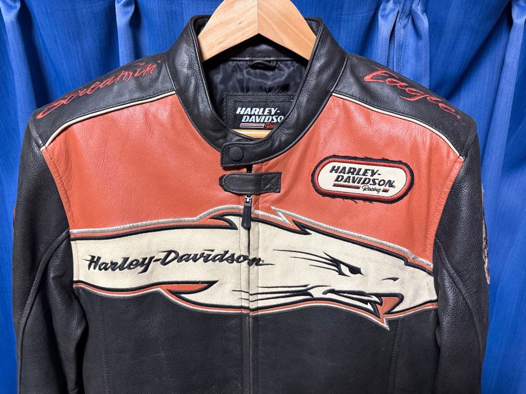 レア 廃盤 ハーレーダビッドソン レーシング 本革 レザージャケット Mサイズ