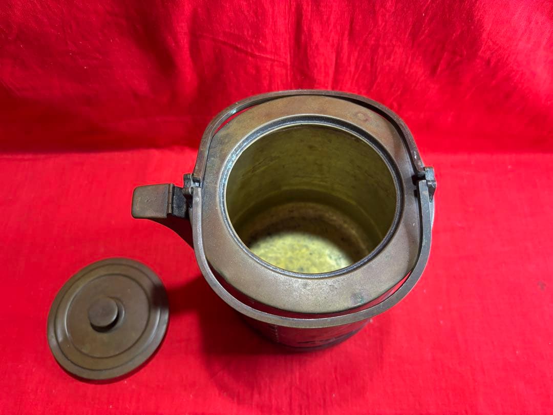 寸胴割手　銅製薬缶　やかん　浮彫細工　水差 水注　茶器　急須　ビンテージ