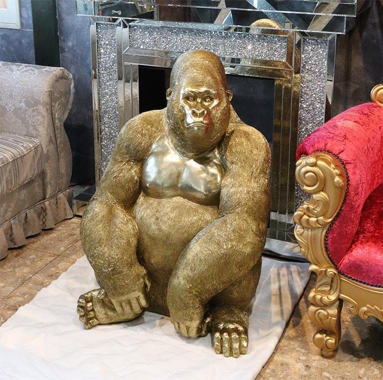 ゴリラ 91cm ゴールド オブジェ 置物 コング リアル 特大