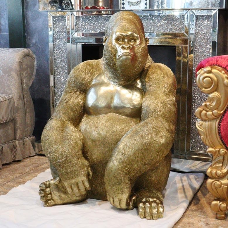 ゴリラ 91cm ゴールド オブジェ 置物 コング リアル 特大