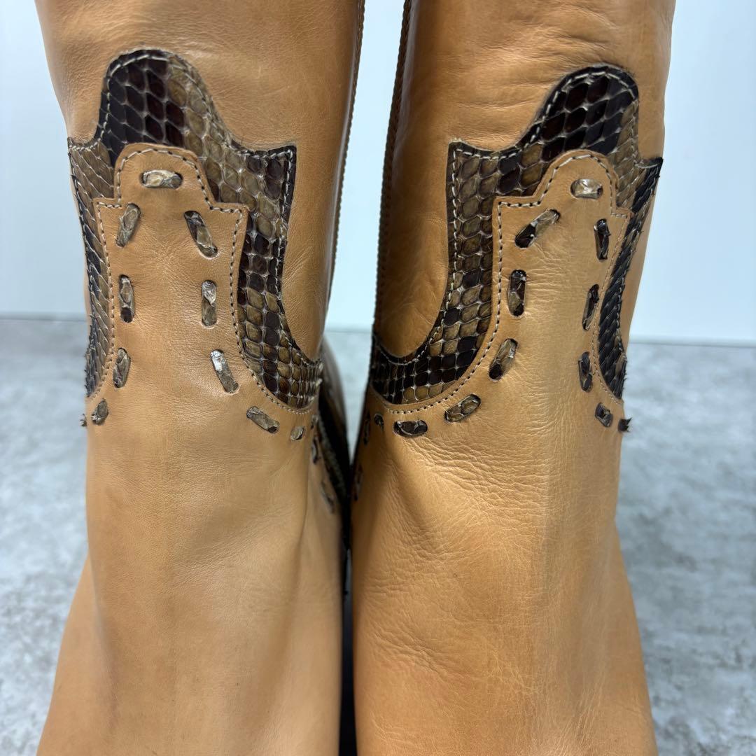 サルトル SARTORE レザー ウエスタンブーツ イタリア製 蛇柄 37