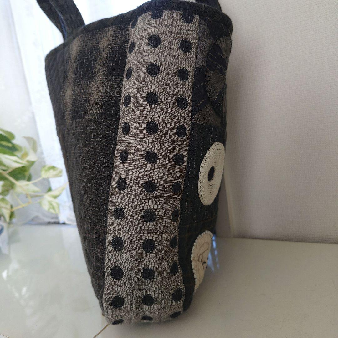 パッチワークトートバッグ 黒とグレー