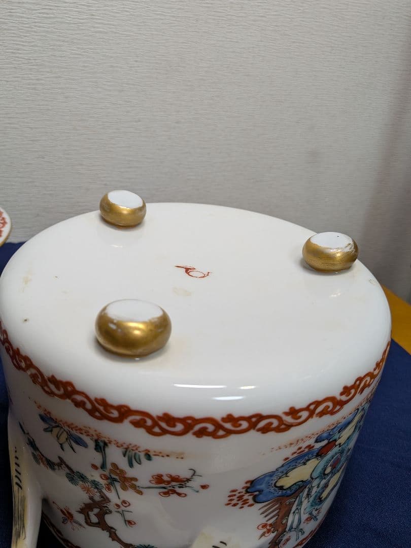 19世紀　フランス　シャンティイ窯　色絵松竹梅鳥紋　柿右衛門写　スープチュリーン