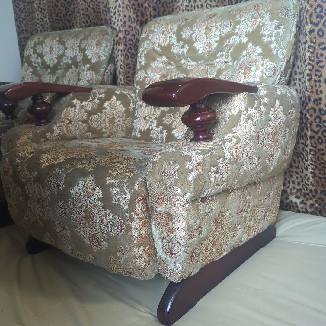 【☆美品☆】【高級シングルソファー】金華山織【※２脚ある内の１脚】②番