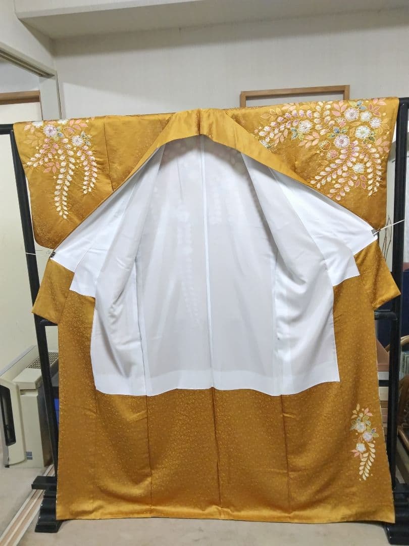 F‐306 訪問着 金通し 山吹茶 袷 辻ヶ花 暈し 翠山工房 落款 美品