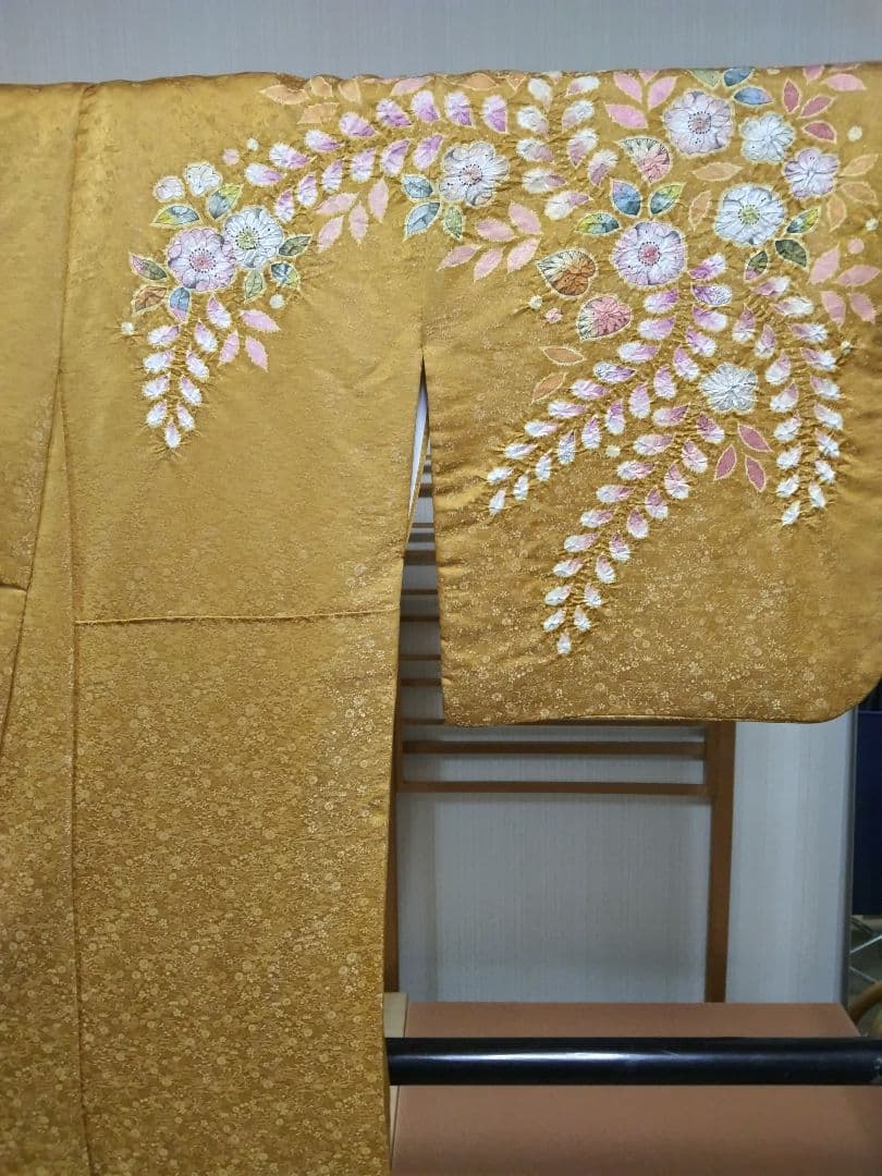 F‐306 訪問着 金通し 山吹茶 袷 辻ヶ花 暈し 翠山工房 落款 美品