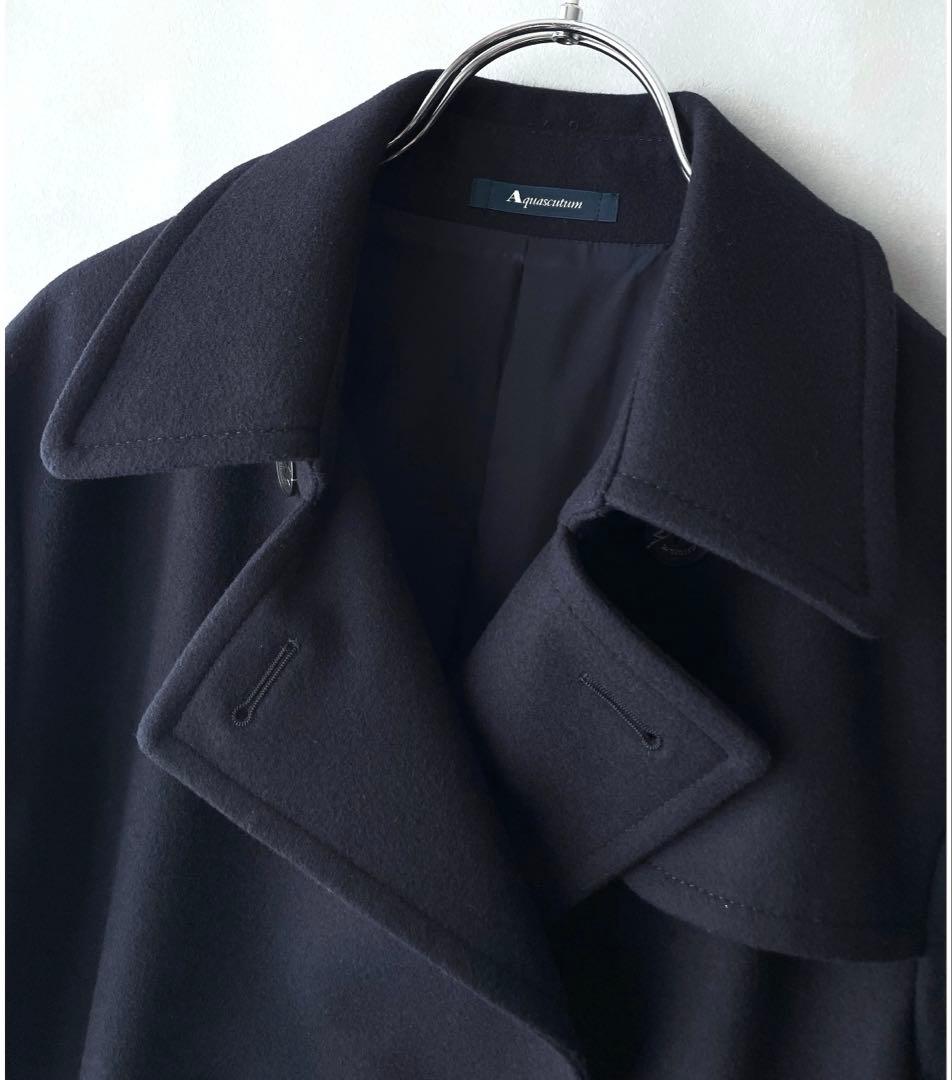 極美品✨アクアスキュータム 10万　ウールメルトン　ピーコート　M 8 ネイビー