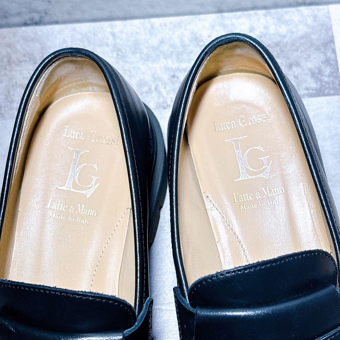 人気✨Luca Grossi フリンジローファー 37 本革 厚底 黒