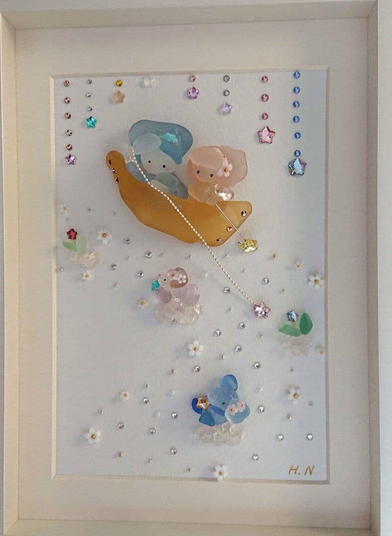 シーグラスアート 夏のおとずれ 月船