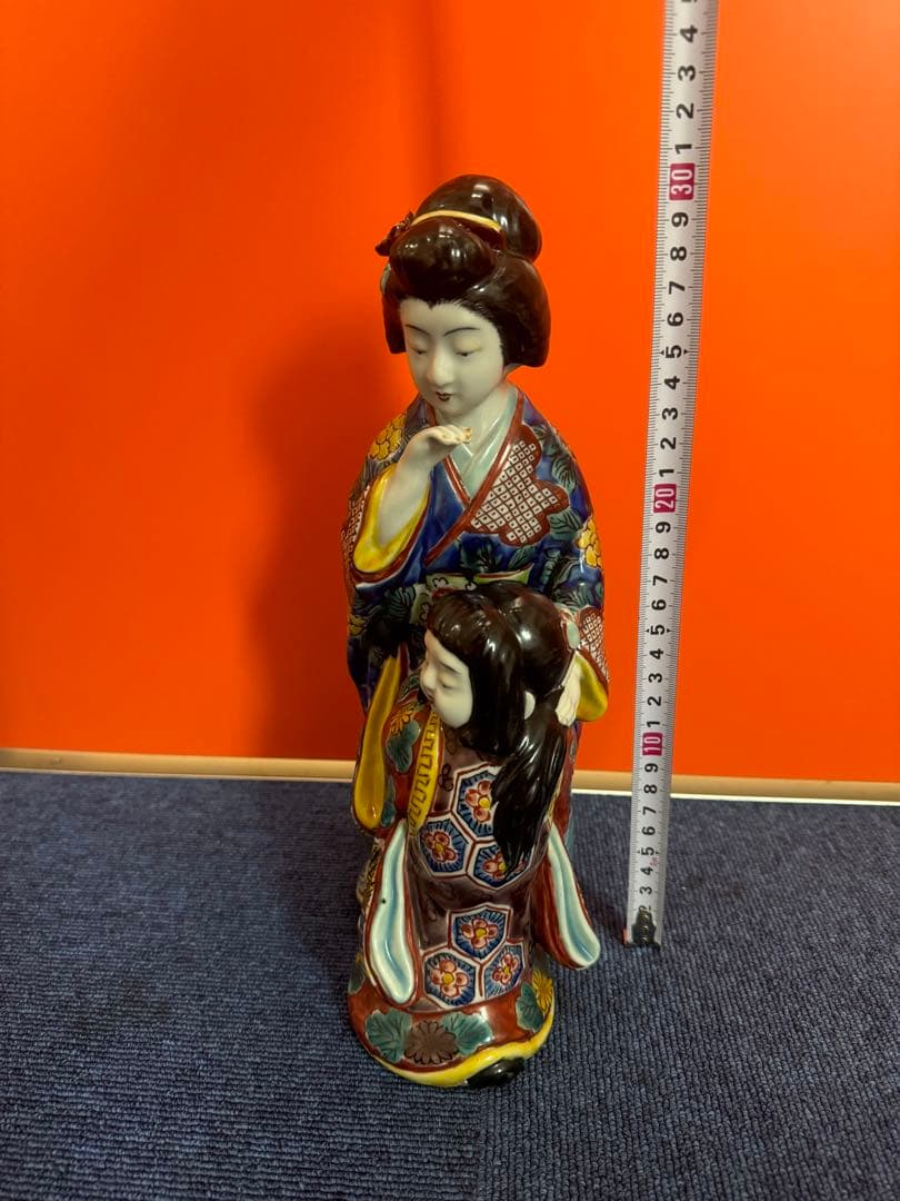 1780  古九谷焼　色絵母子人形　置物　時代物