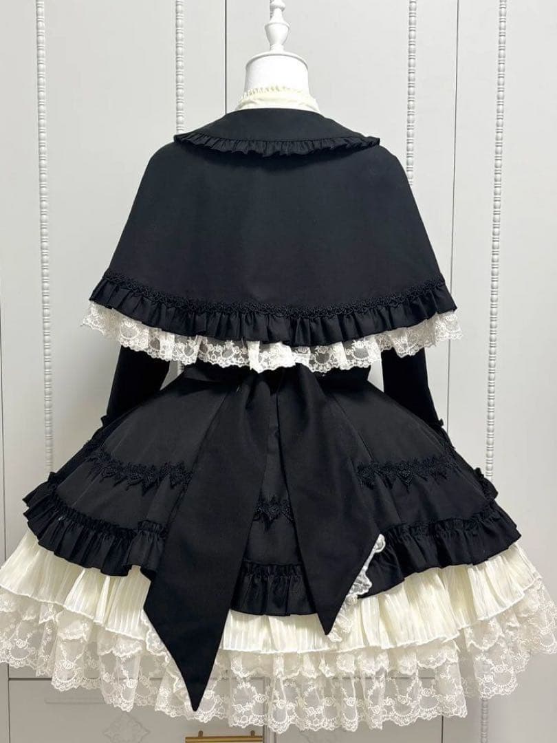 ゴスロリ ロリータ ブラック系 ワンピース マントポンチョ付