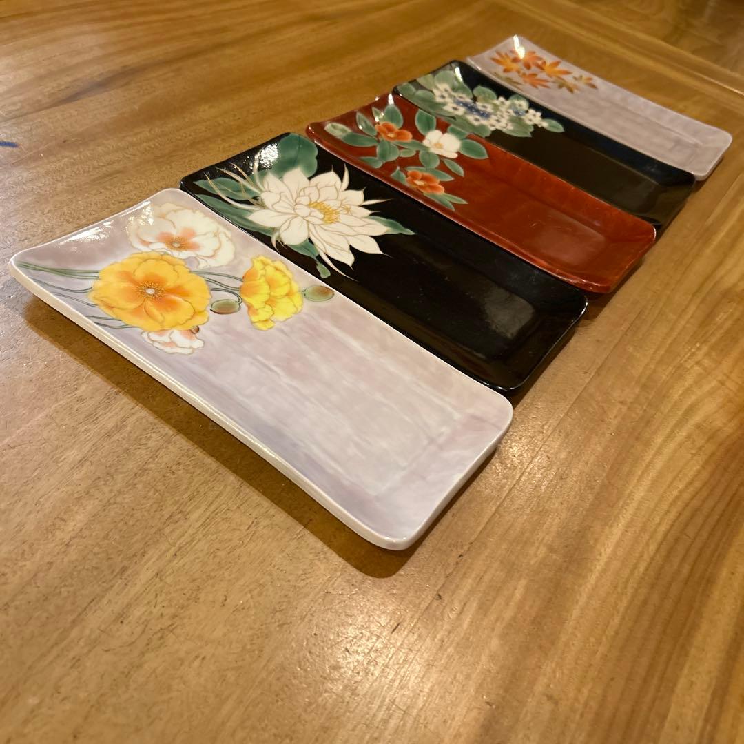 京焼 清水焼　陶葊 陶あん とうあん作　四季花　長皿揃え　希少