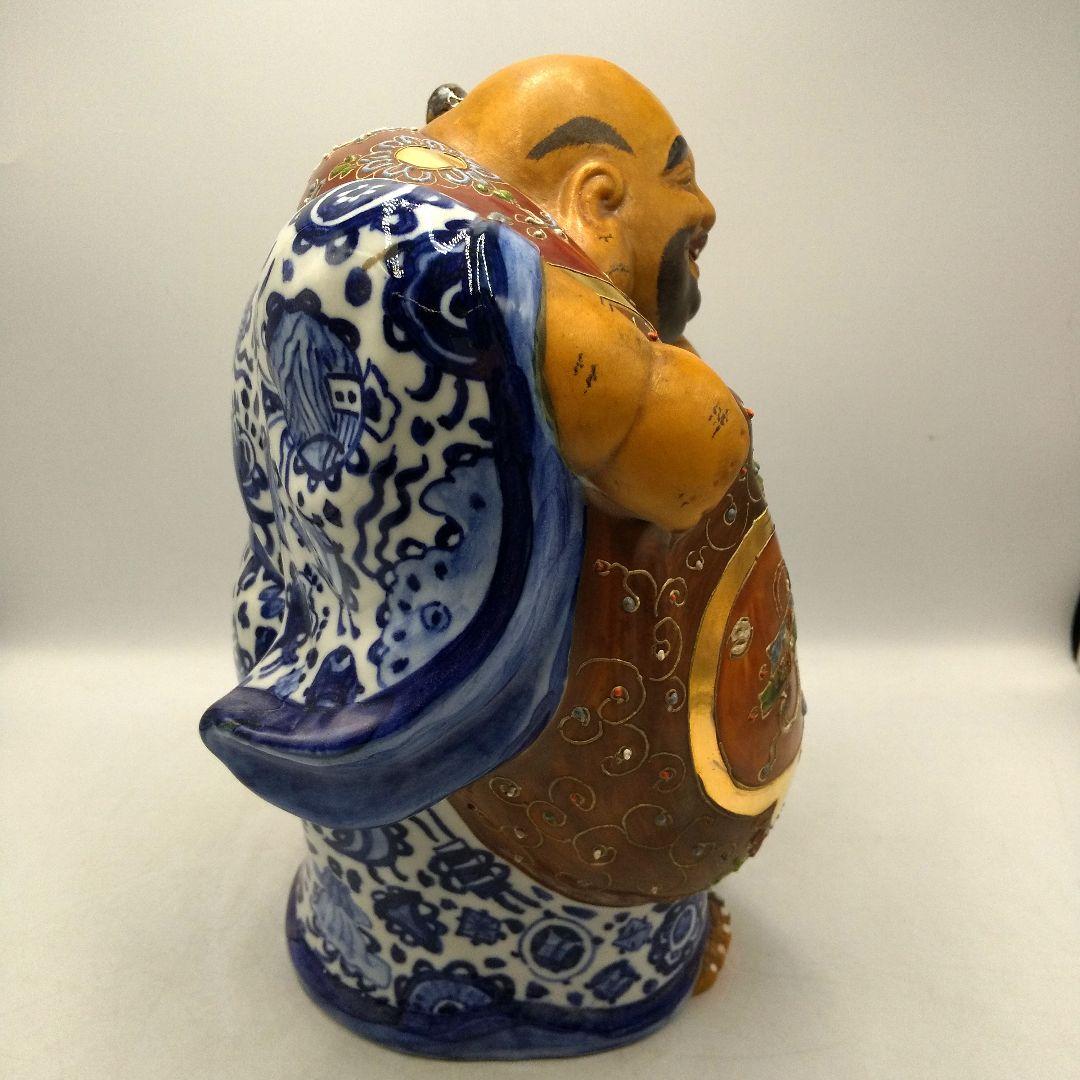 九谷焼　布袋様　染め付け　縁起置物　七福神