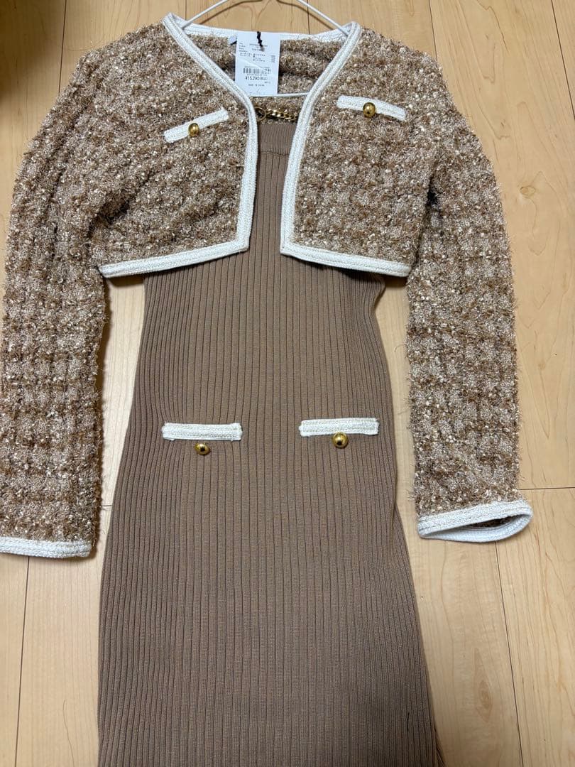 LIP SERVICE クラシカルツイードアンサンブルワンピース ベージュ