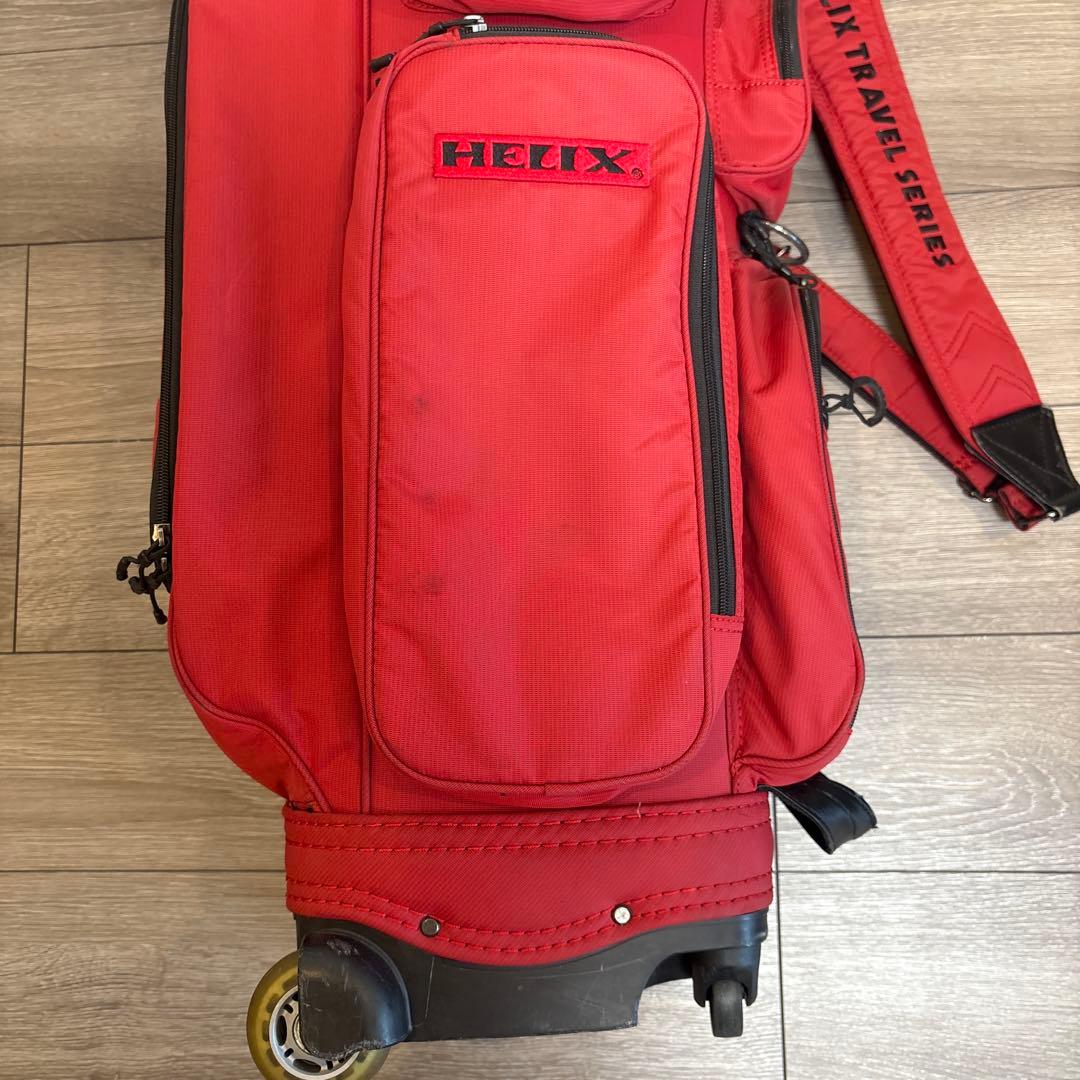 【USED】HELIX キャディバッグ レッド キャスター付き ゴルフバッグ