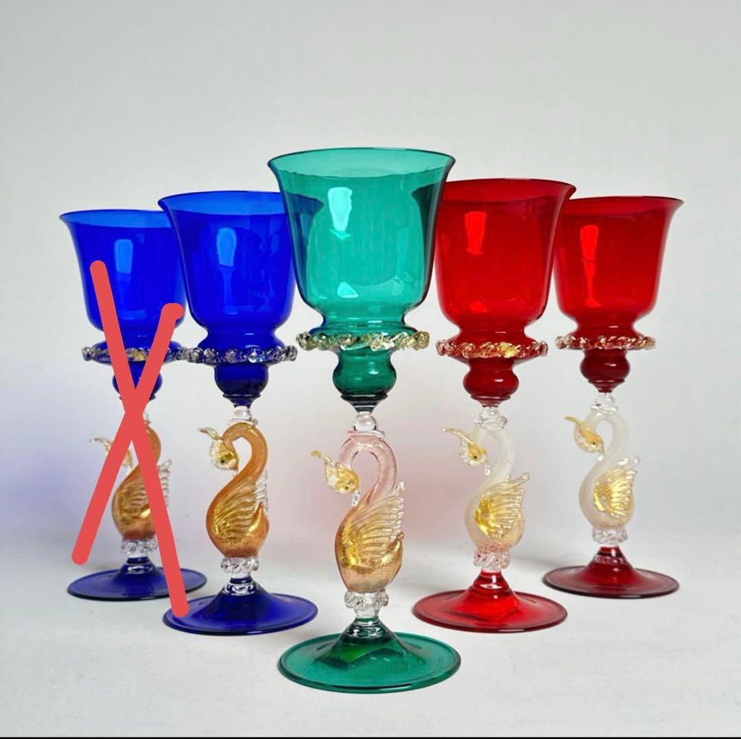 【超希少】Elite Mrano ヴェネチアンガラス ムラーノガラス 金彩 白鳥