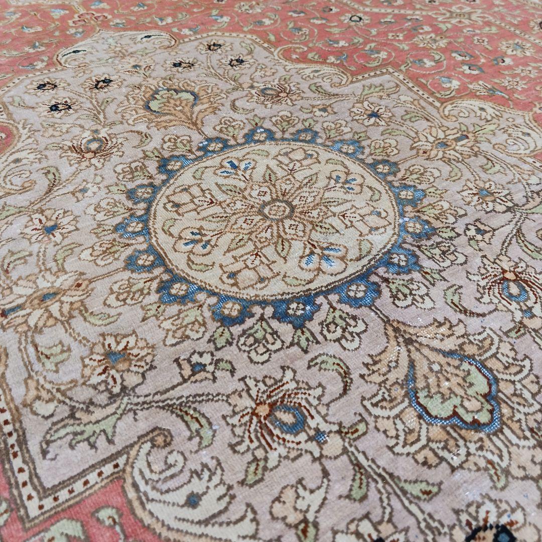 Y3196 高級ペルシャ クム産 工房サイン シルク100% 手織100万ノット