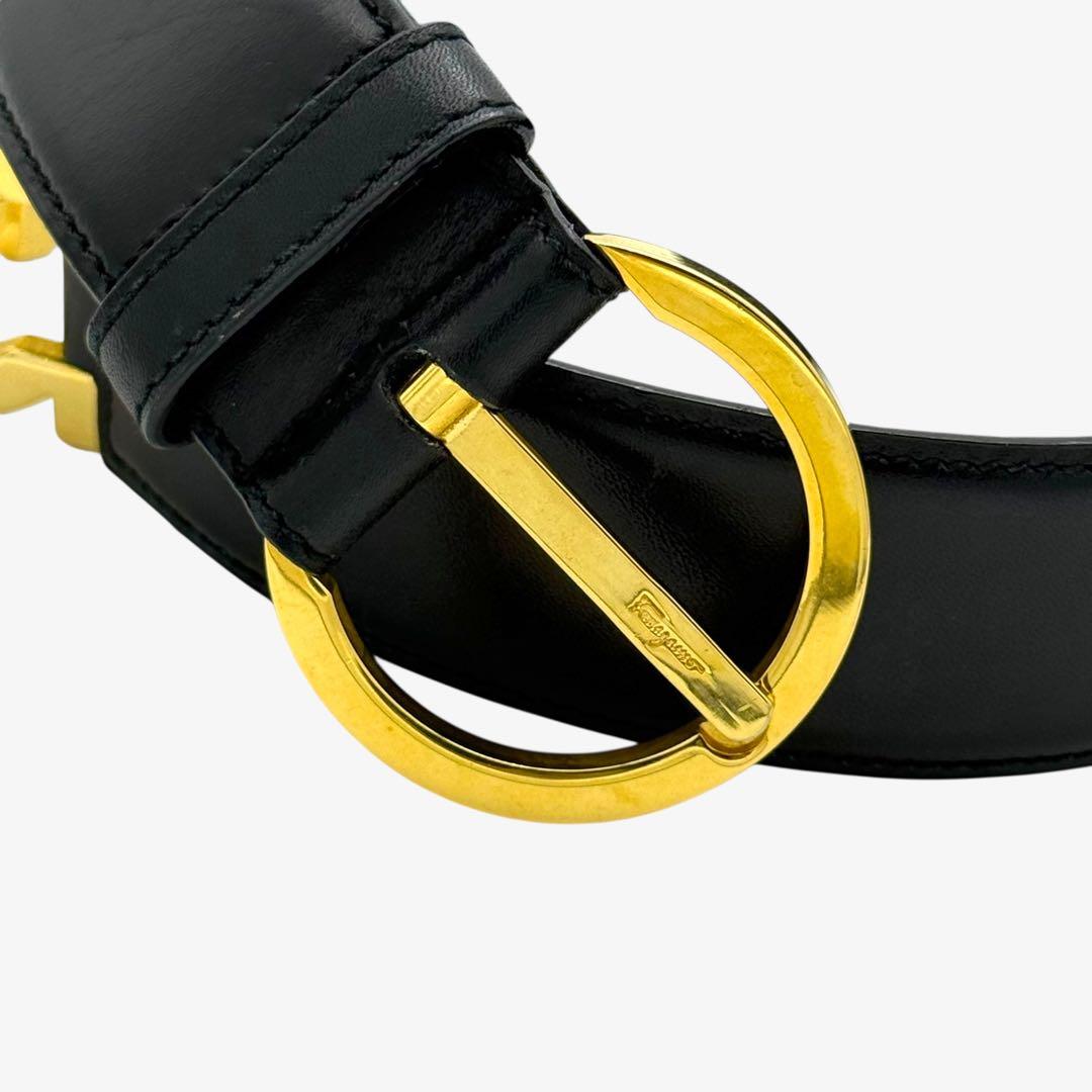 【美品】サルヴァトーレ　フェラガモ ベルト　ガンチーニ レザー ブラック