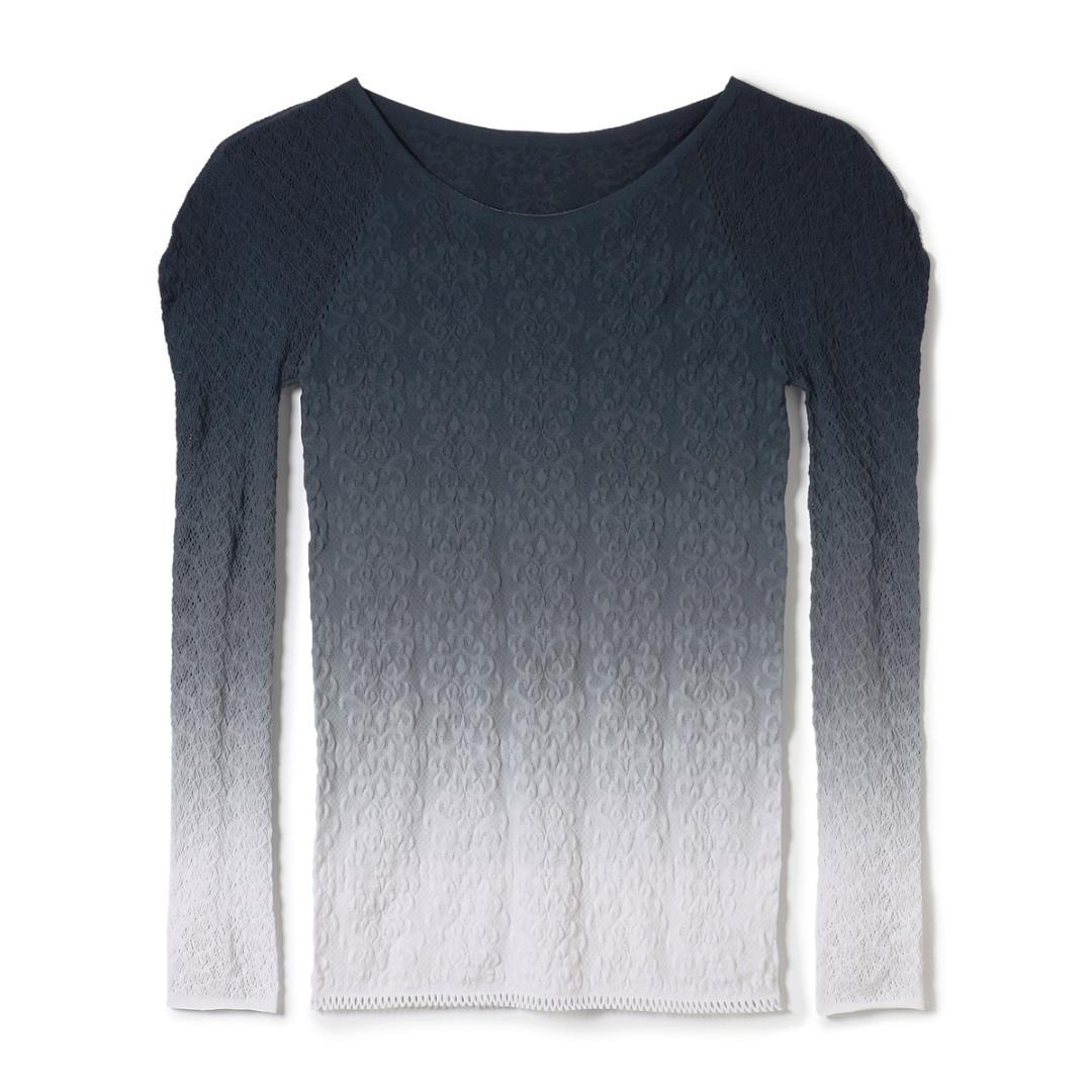 【新品】グラデーションクルーニットトップ 長袖 ノーソーイングニット チャコット