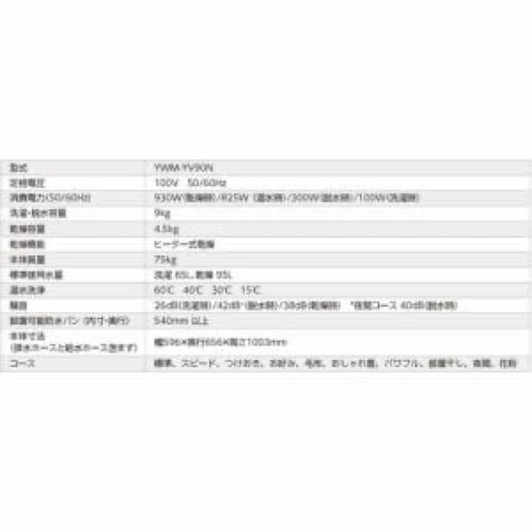 2025年式/未使用ドラム式洗濯乾燥機/YMW-YV90N