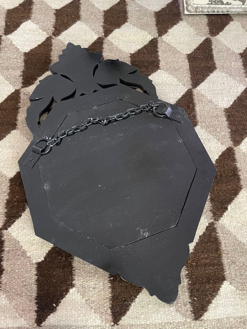 エッチングデザイン 八角形壁掛けミラー