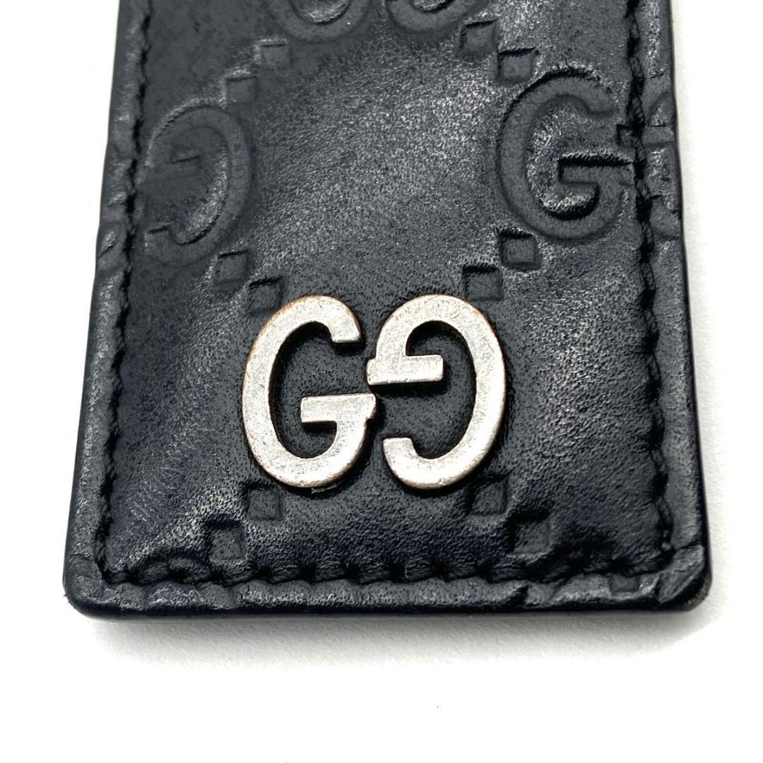 【極美品】GUCCI　シマ　GG　キーリング　ブラック　インターロッキング
