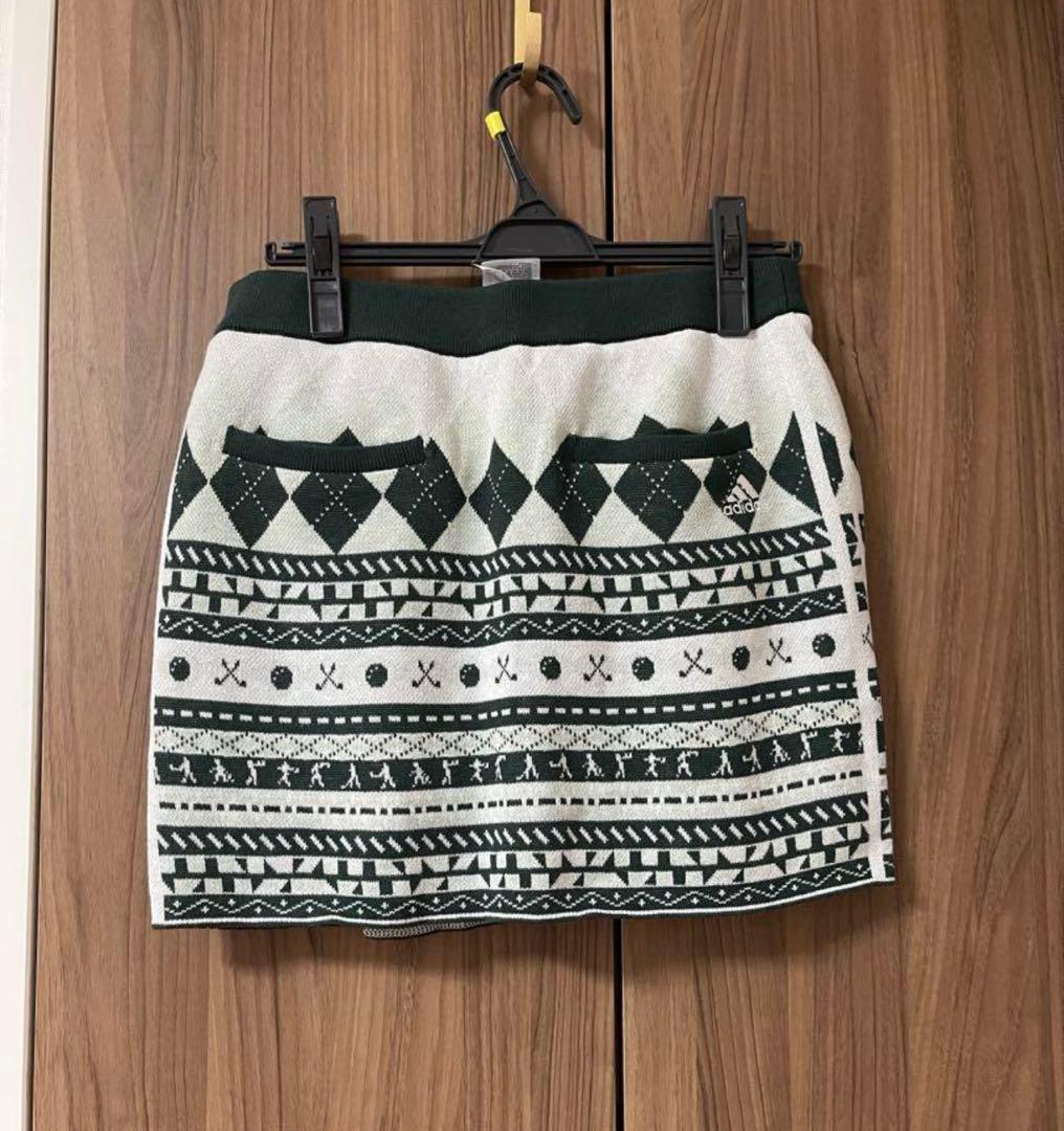 新品✨アディダスゴルフ　泉里香　上下　長袖セーター　ニットスカート　グリーン　L