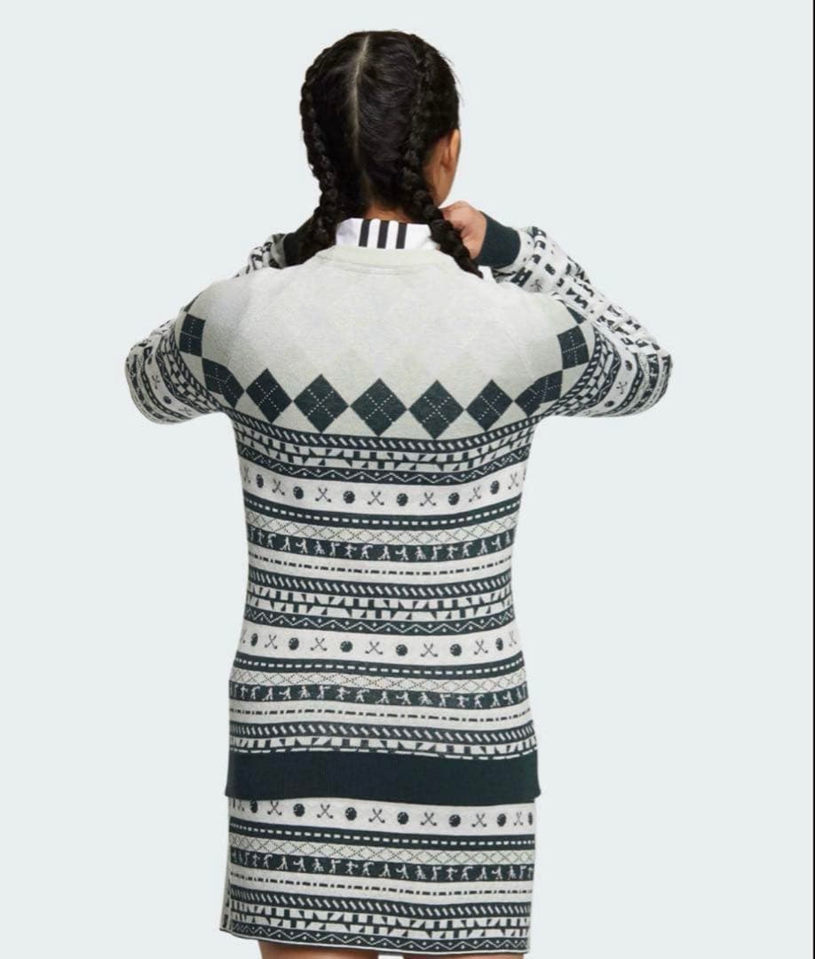 新品✨アディダスゴルフ　泉里香　上下　長袖セーター　ニットスカート　グリーン　L