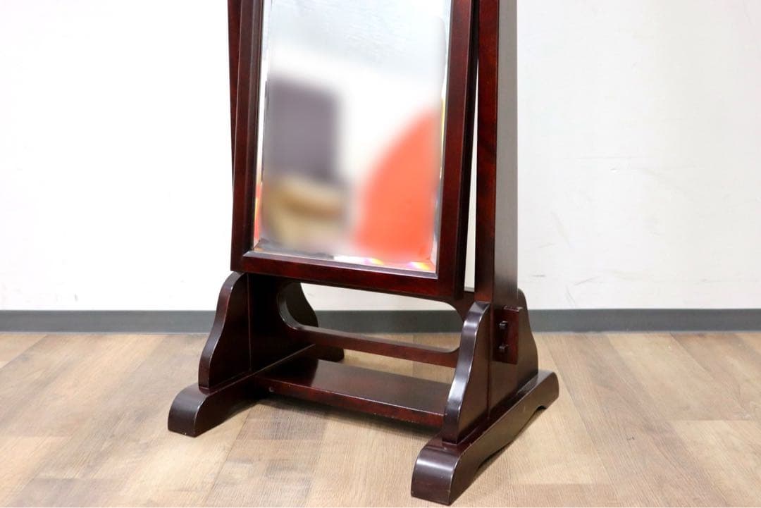 GMGF107○安芸民芸 スタンドミラー 鏡 姿見 全身鏡 椛 樺材 無垢材