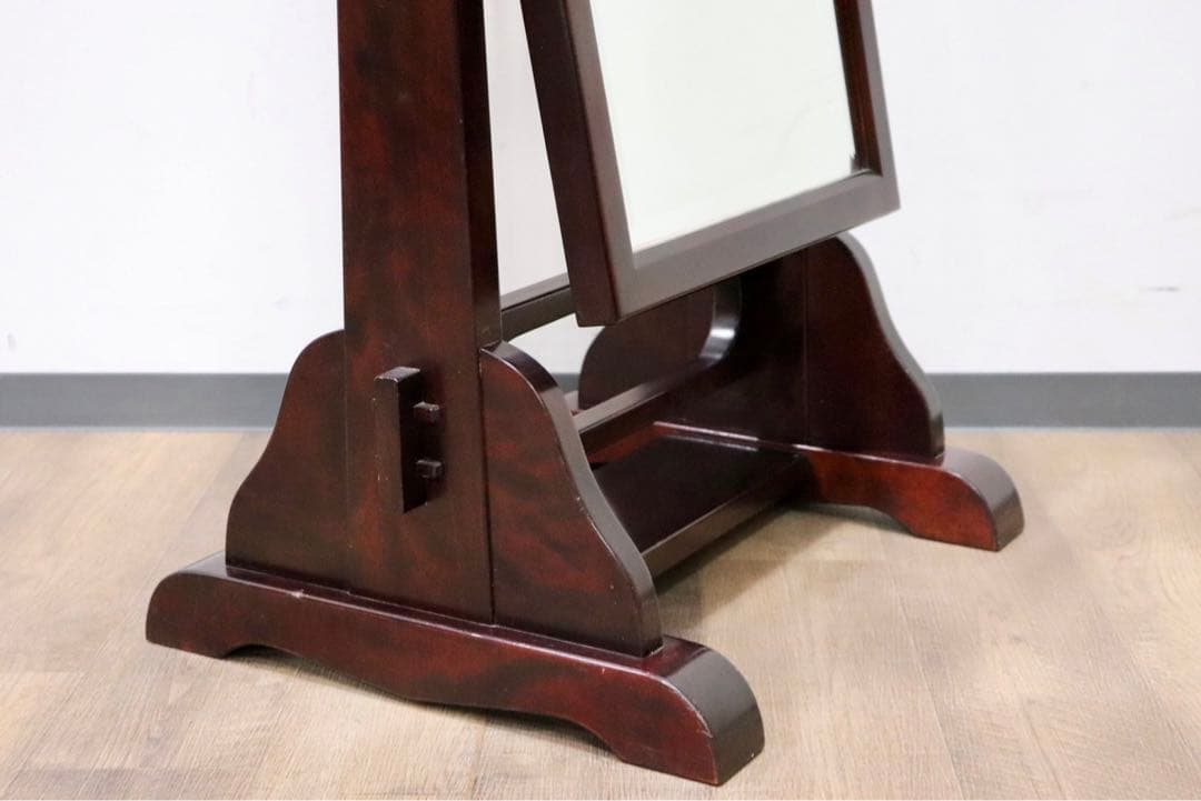 GMGF107○安芸民芸 スタンドミラー 鏡 姿見 全身鏡 椛 樺材 無垢材