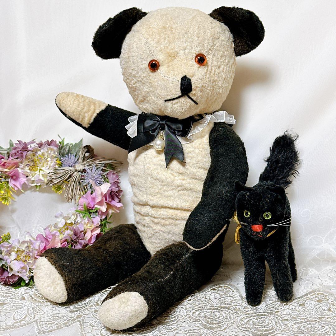 ❤️素敵なボロくた❤️大きめアンティークパンダベア　イギリスアンティークテディベア