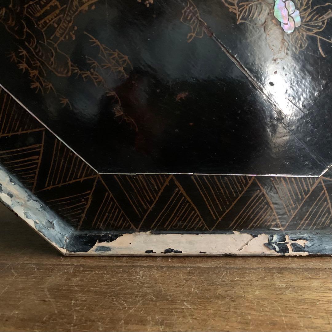 李朝 螺鈿 八角盆 朝鮮美術 古美術 古道具 アンティーク