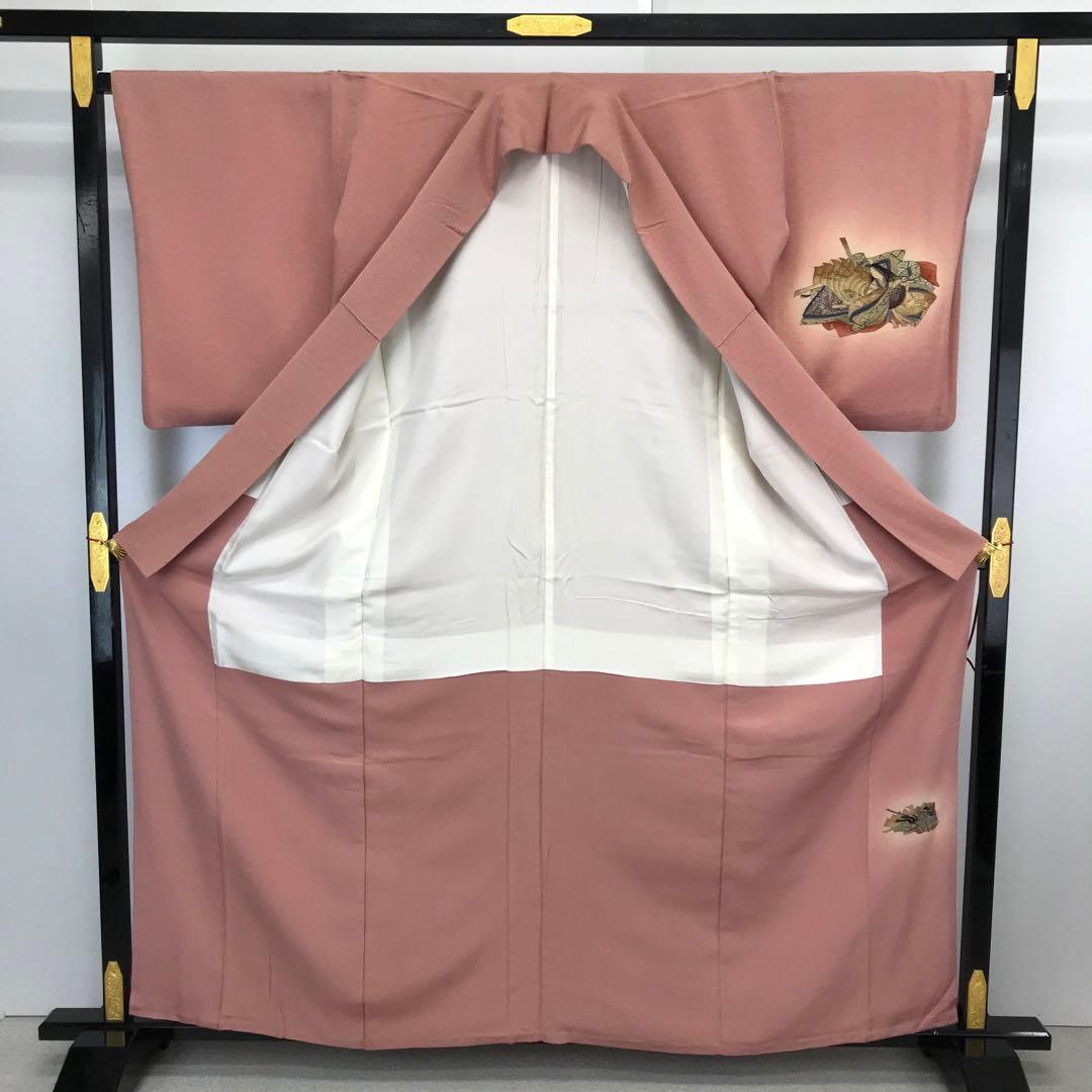 付下げ 京友禅伝統工芸士 樽本伊勢蔵 十二単の女性 積紅色 KK-1835