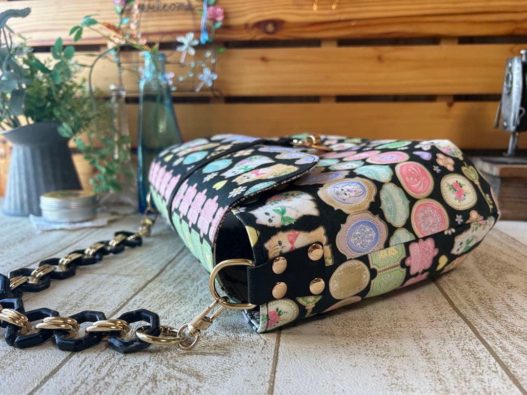 ゴン助様♡22ファブリック 丸底ハンドバッグ ショルダー2way