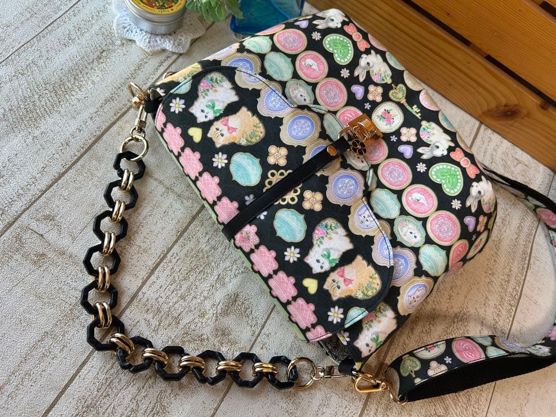 ゴン助様♡22ファブリック 丸底ハンドバッグ ショルダー2way