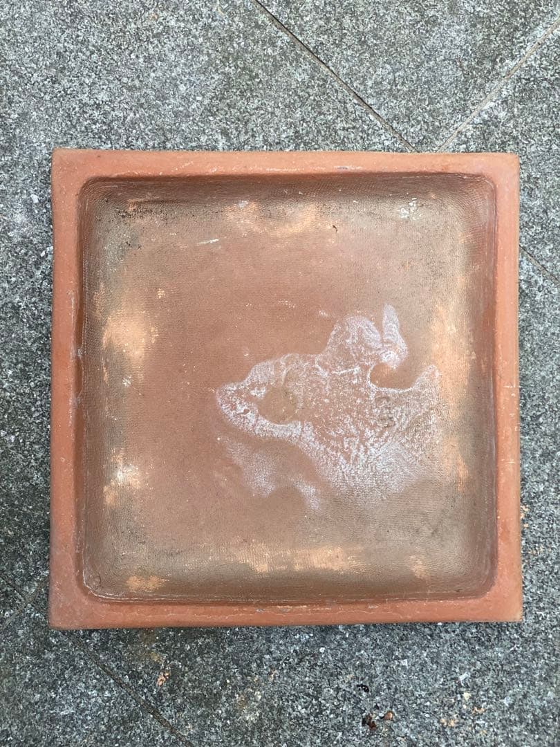 テラコッタ角大型植木鉢　受け皿付き