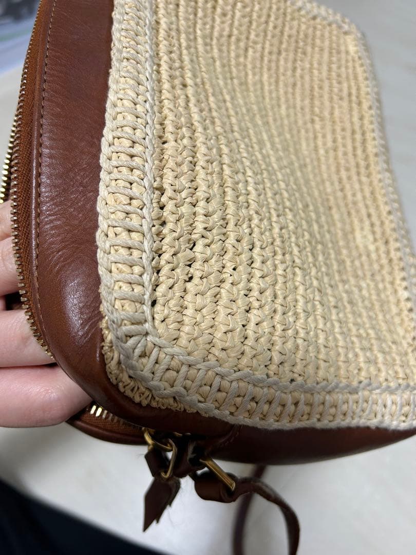 SAINT LAURENT かごバッグ ブラウン/ベージュ タッセル付き