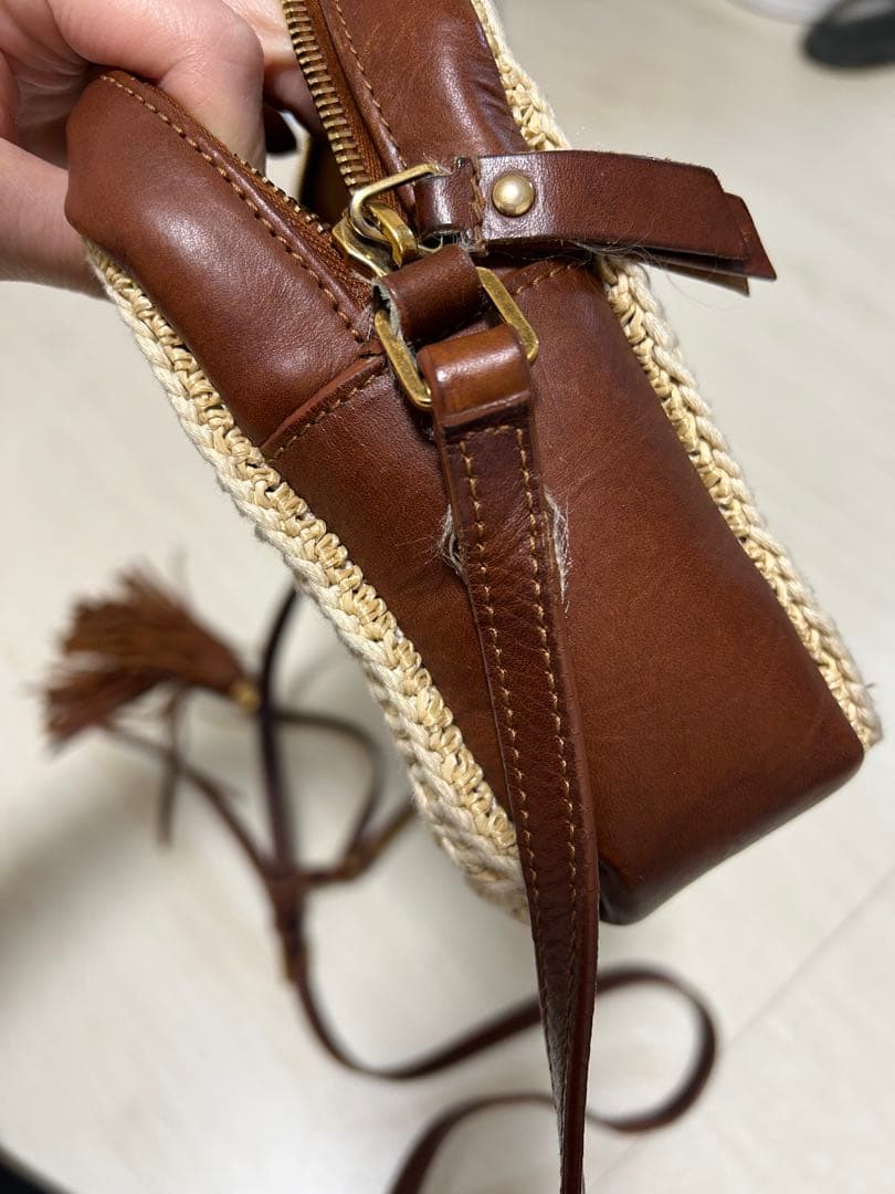 SAINT LAURENT かごバッグ ブラウン/ベージュ タッセル付き