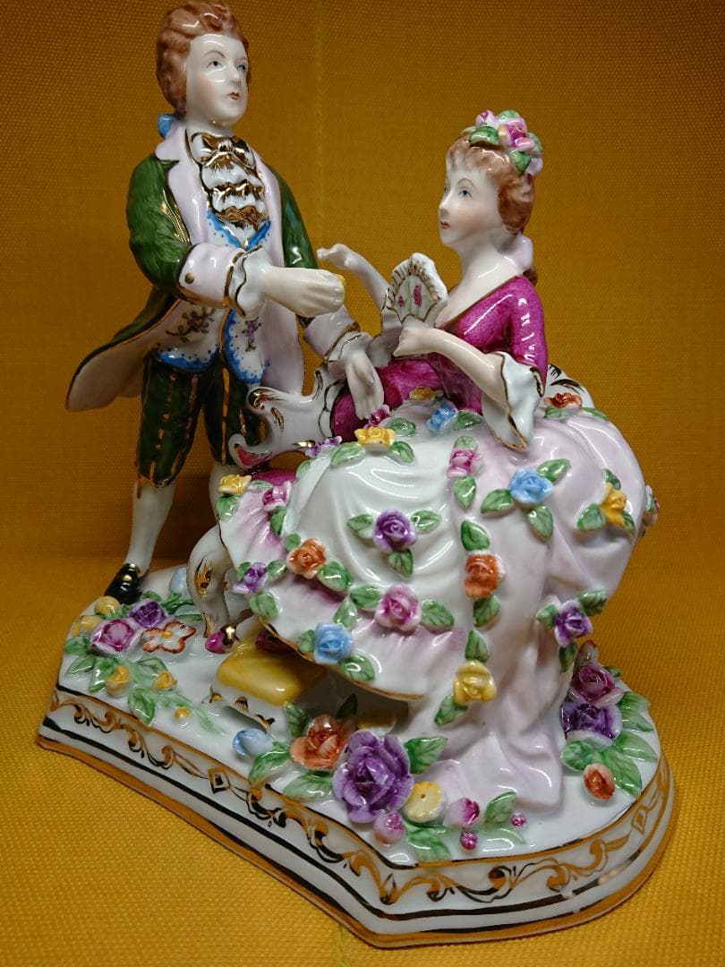 【美品】西洋美術　マイセン　貴婦人　置物　インテリア　工芸品　美術品　A3257