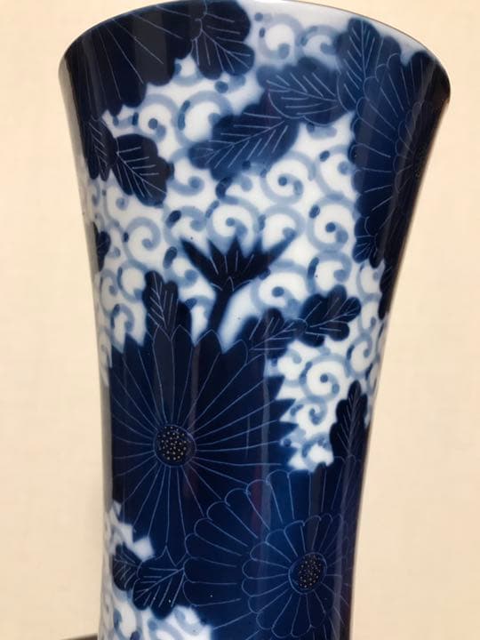 古い香蘭社　染付花瓶、花入れ