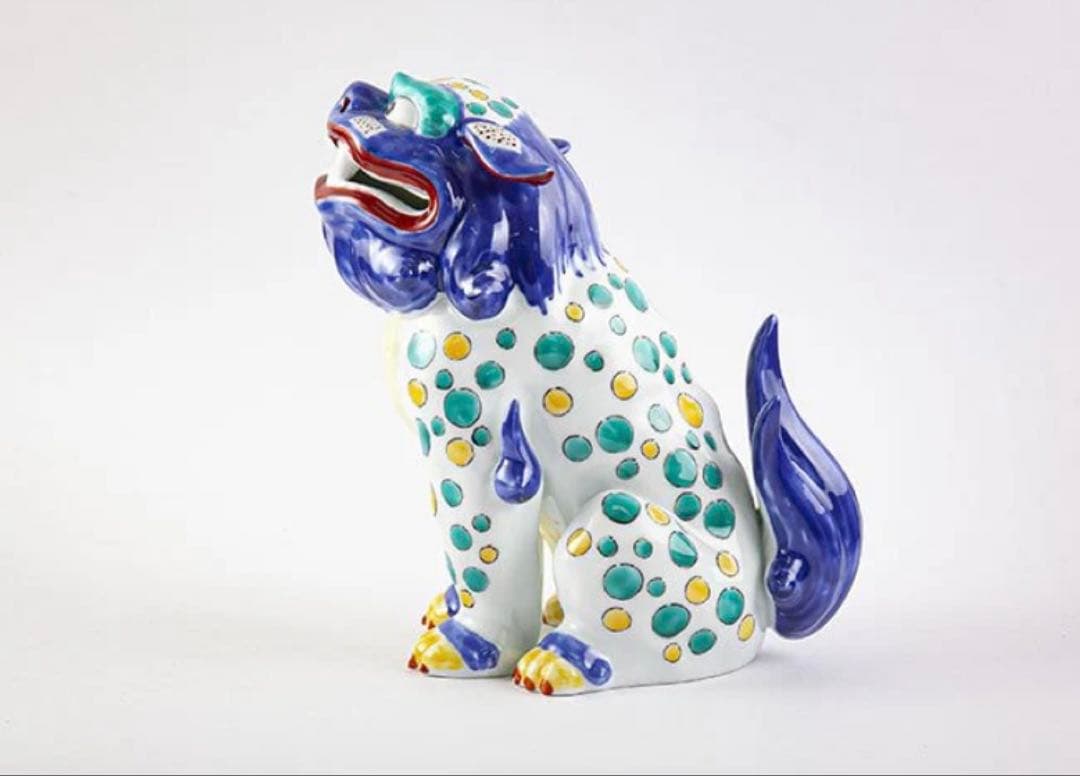 其泉窯 古伊万里様式 色絵獅子 置物・あ・うん 2個セット 木箱付き 高級品