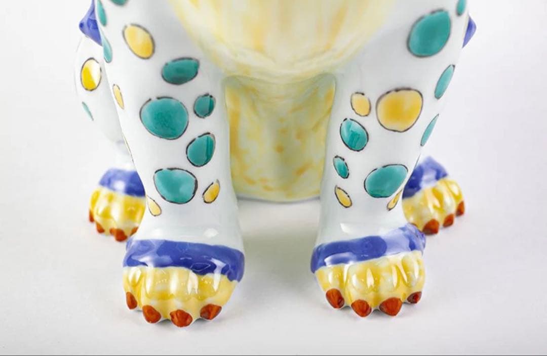 其泉窯 古伊万里様式 色絵獅子 置物・あ・うん 2個セット 木箱付き 高級品