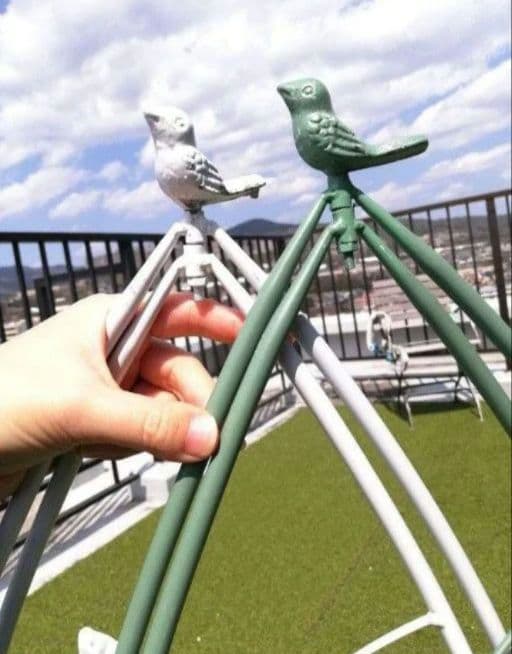 2個セット　白　ミニオベリスク トレリス 鳥 ガーデニング　支柱 バラ つる花